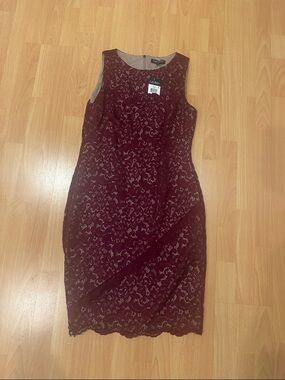 Ralph Lauren Sleeveless Burgundy Lace Sheath Dress NWT